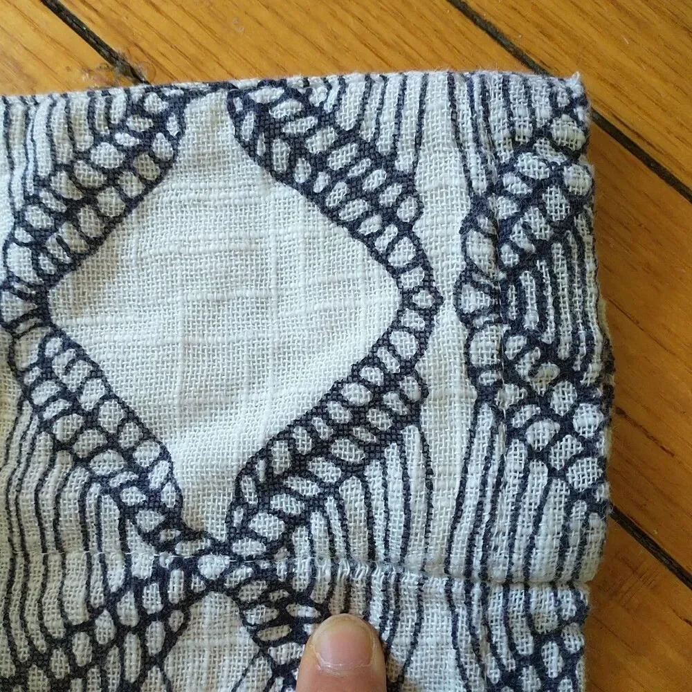 Mara Hoffman Curtains White Blue Geometric Cotton Lined 48x91